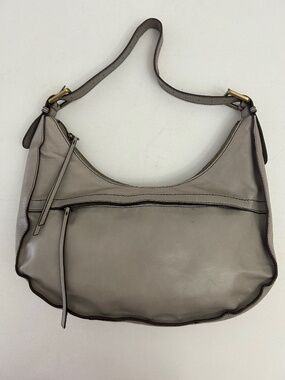 Hobo Prevail Leather Shoulder Bag in “Clay” Grey